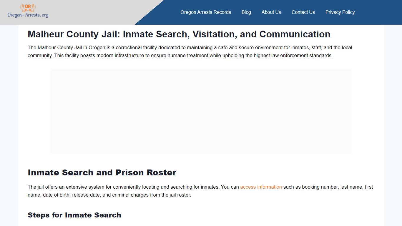 Malheur County Jail: Inmate Search, Visitation, and Communication